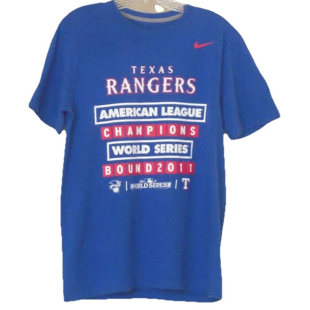 Texas Rangers T Shirt Men's Medium Blue Short Sleeve Cotton 2011 Graphic